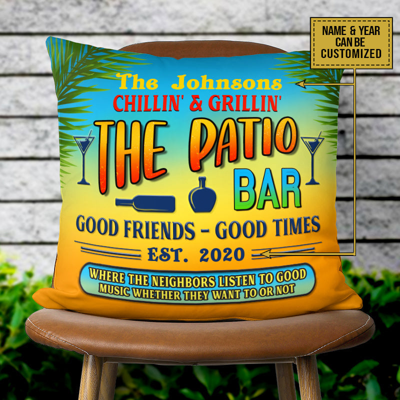 Patio Grilling Backyard Good Music Summer Custom Pillow