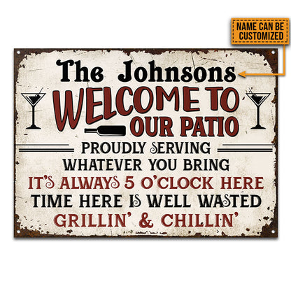 Patio Welcome Grilling Time Here Is Well Custom Classic Metal Signs