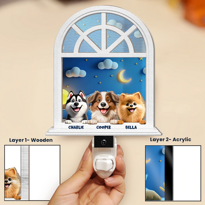 Paw Guards In The Windowsill - Personalized Plug-in Night Light