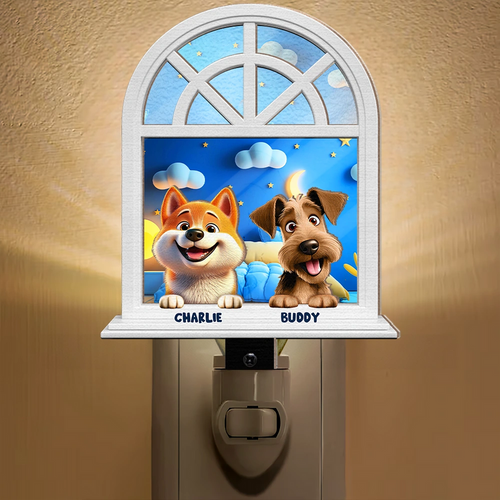 Paw Guards In The Windowsill - Personalized Plug-in Night Light