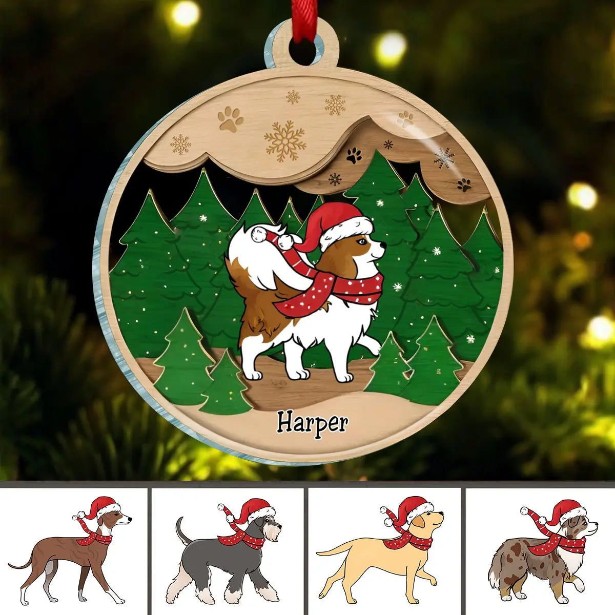 Paws And Snow - Personalized Acrylic Ornament Ornament The Next Custom Gift