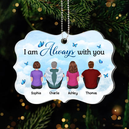 Family Sitting Back View Sky Memorial Remembrance Gift Personalized Acrylic Ornament