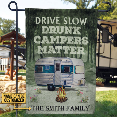 Personalized Camping Forest Drunk Camper Matter Customized Flag