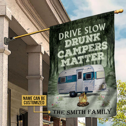 Personalized Camping Forest Drunk Camper Matter Customized Flag