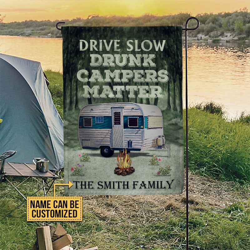 Personalized Camping Forest Drunk Camper Matter Customized Flag