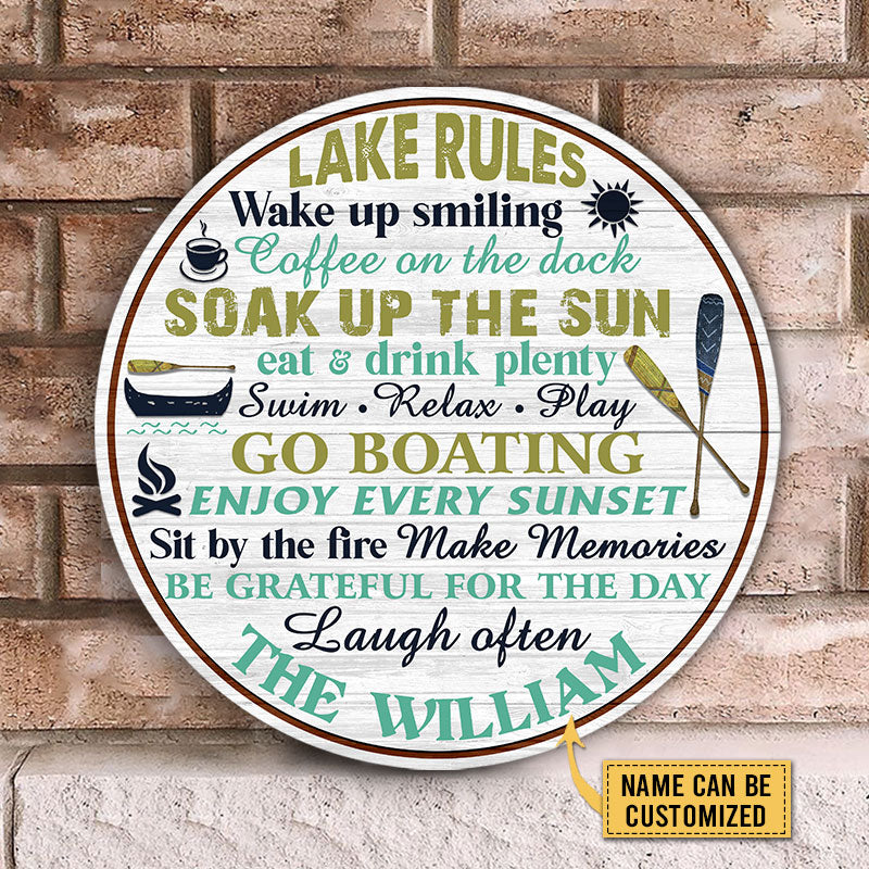 Personalized Lake Rules Make Memories Custom Wood Circle Sign