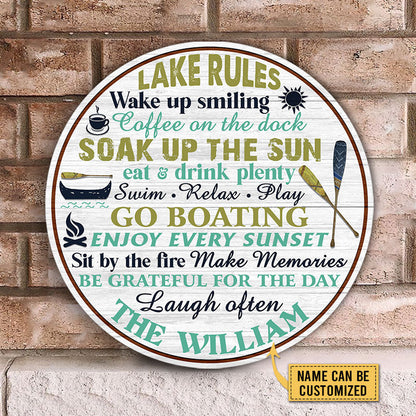 Personalized Lake Rules Make Memories Custom Wood Circle Sign