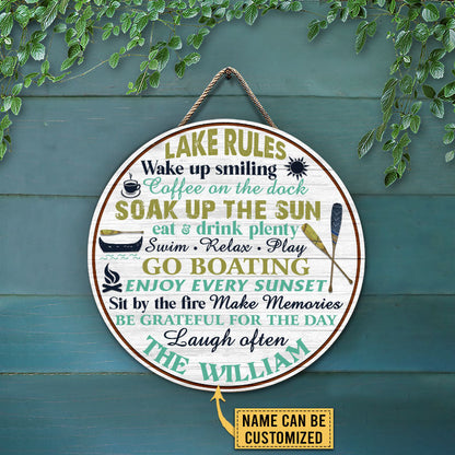 Personalized Lake Rules Make Memories Custom Wood Circle Sign