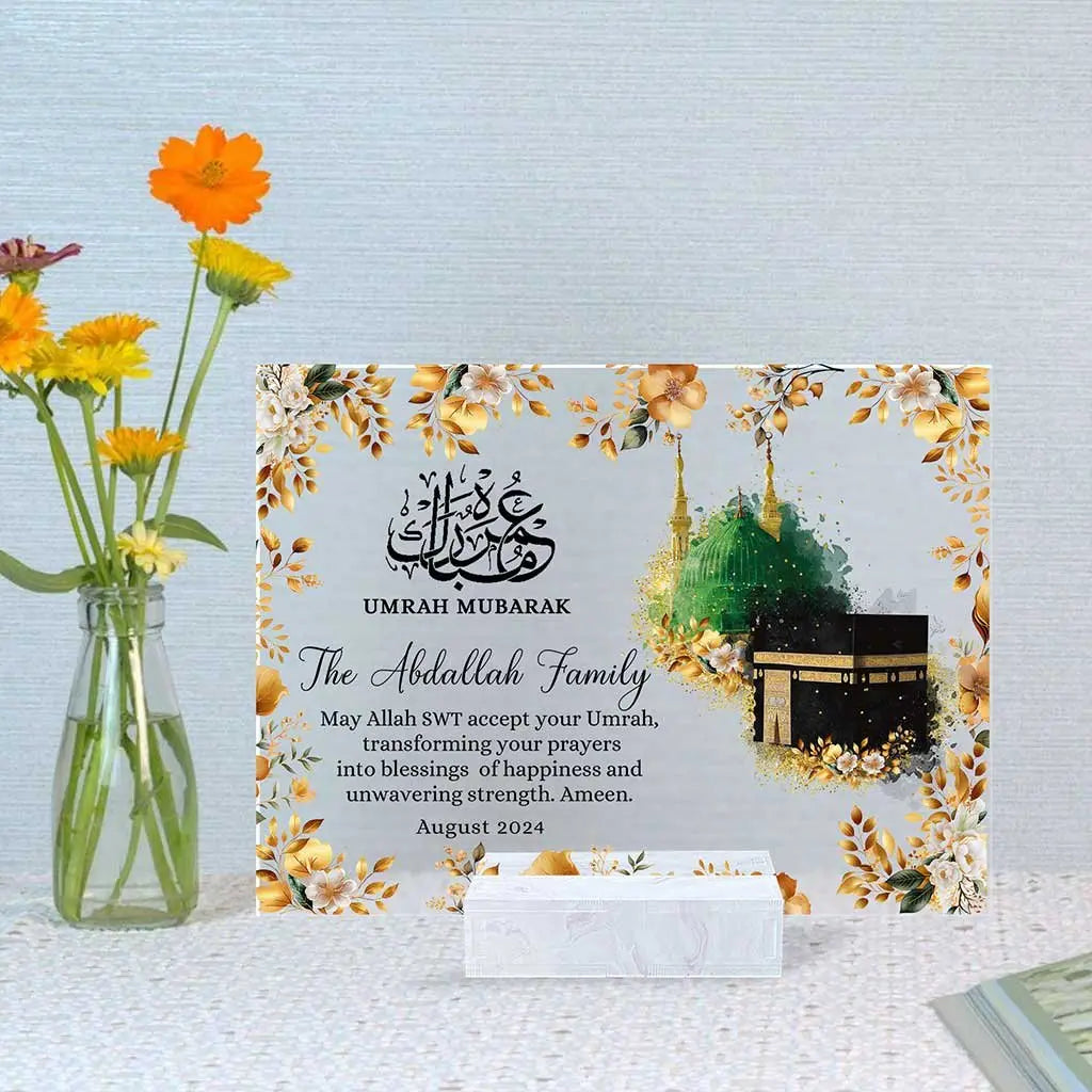 Personalised - Personalised Umrah Mubarak - Personalized Acrylic Plaque (TL) Acrylic Plaque The Next Custom Gift