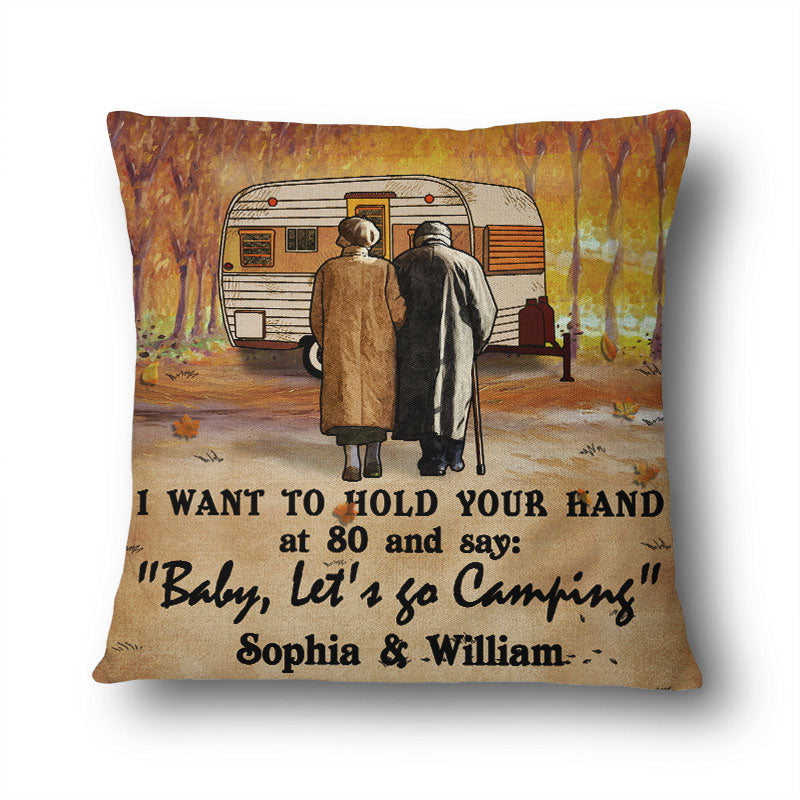 Personalized Fall Camping Old Couple I Want To Hold Your Hand Custom Pillow