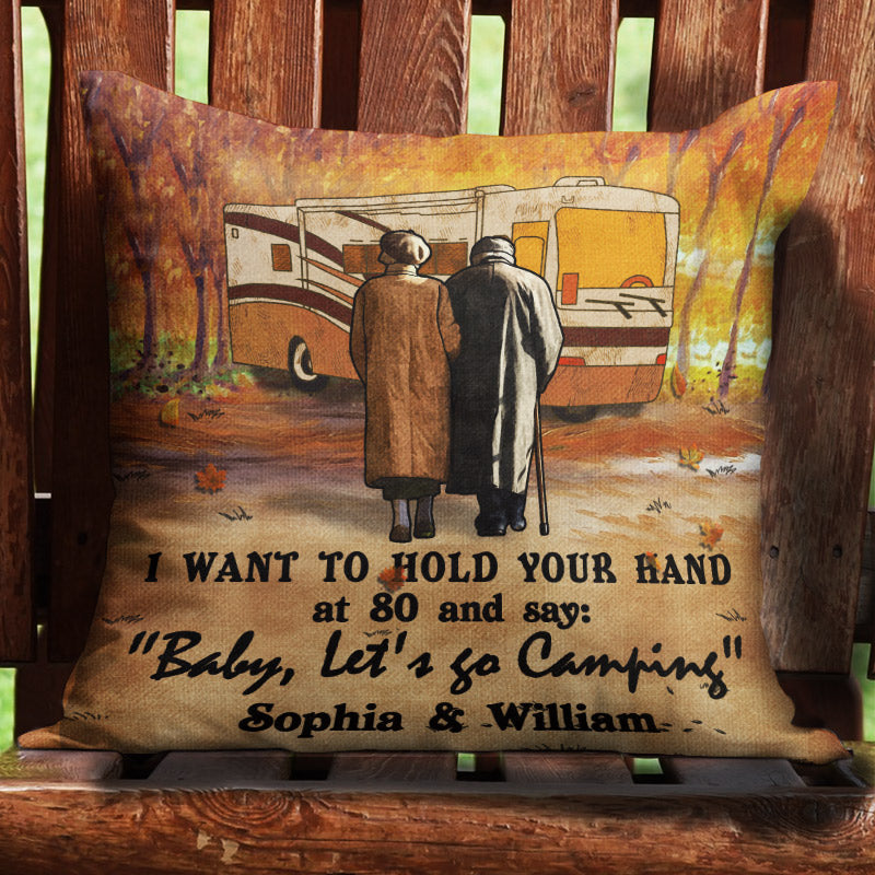 Personalized Fall Camping Old Couple I Want To Hold Your Hand Custom Pillow