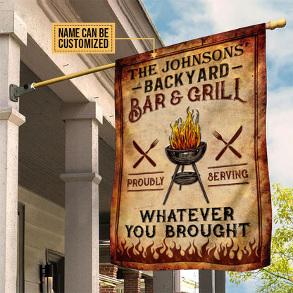Personalized BBQ Bar & Grill Vintage Vertical Customized Flag