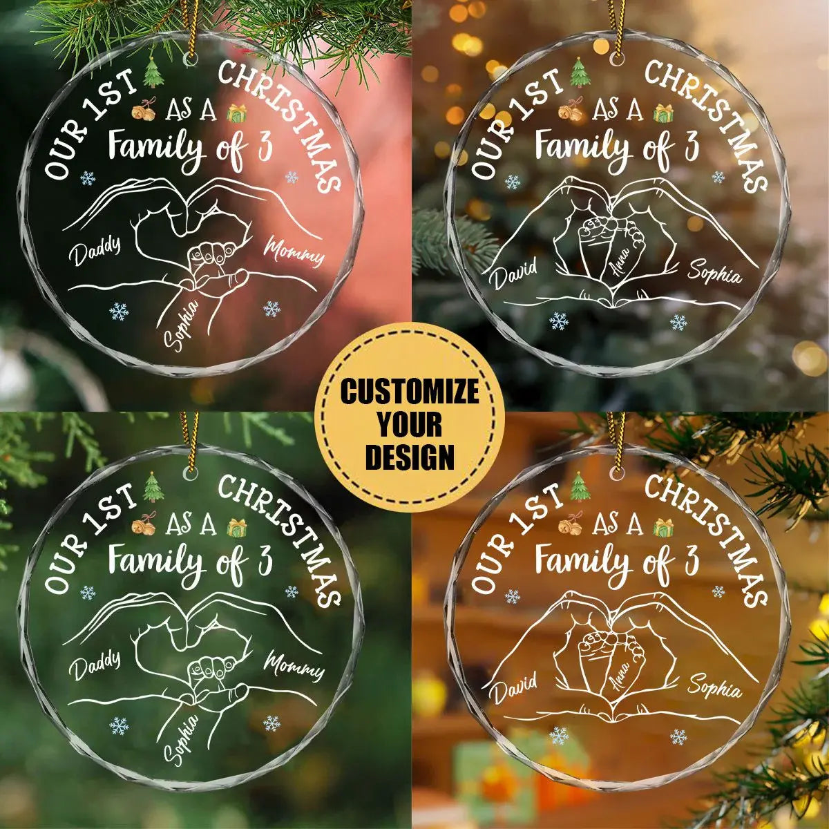 Personalized Baby's First Christmas As A Family Circle Glass Ornament ornament The Next Custom Gift