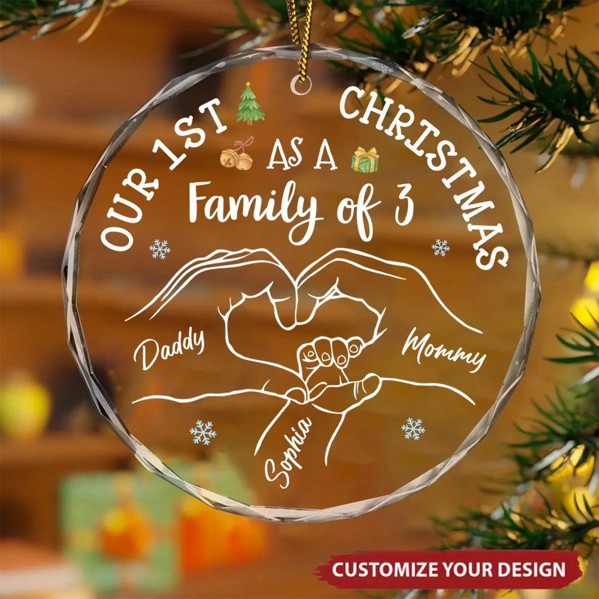 Personalized Baby's First Christmas As A Family Circle Glass Ornament ornament The Next Custom Gift