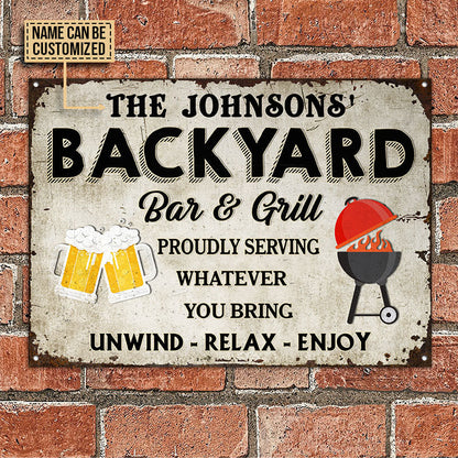 Personalized Backyard Grilling Whatever You Bring Customized Classic Metal Signs