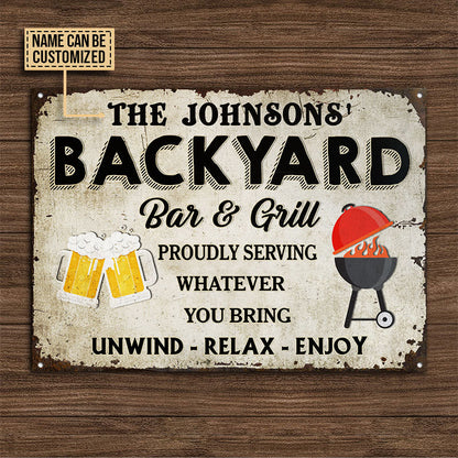 Personalized Backyard Grilling Whatever You Bring Customized Classic Metal Signs