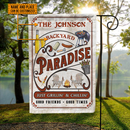 Personalized Backyard Paradise Just Grilling Custom Flag