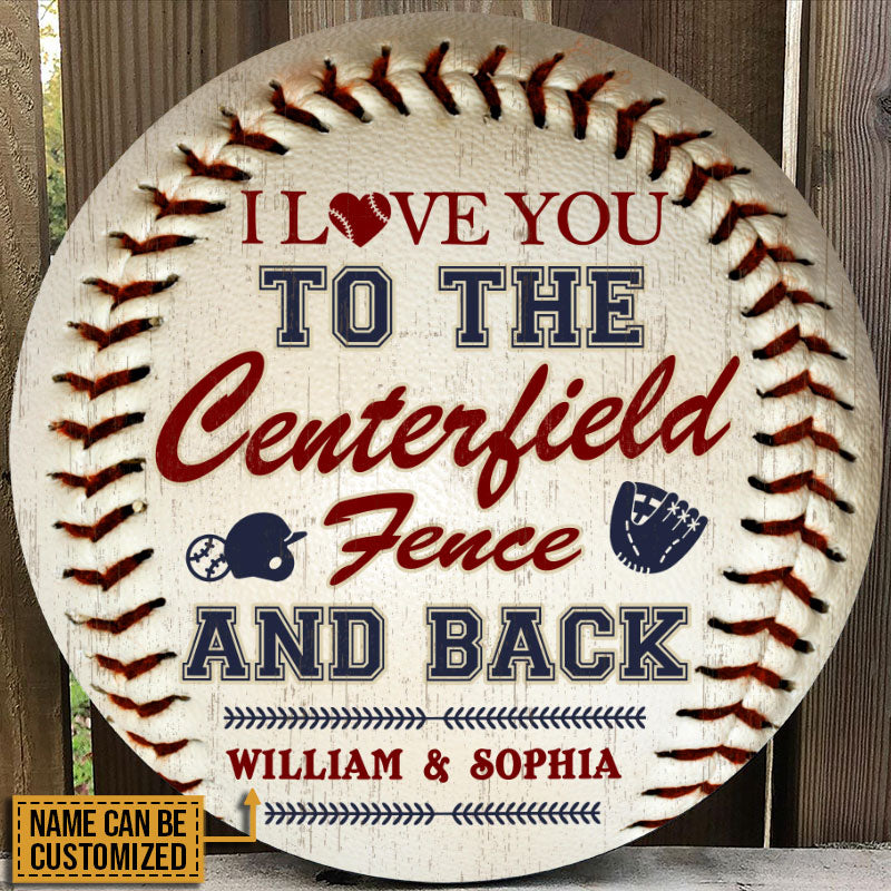 Personalized Baseball Couple I Love You Customized Wood Circle Sign