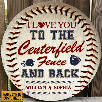 Personalized Baseball Couple I Love You Customized Wood Circle Sign