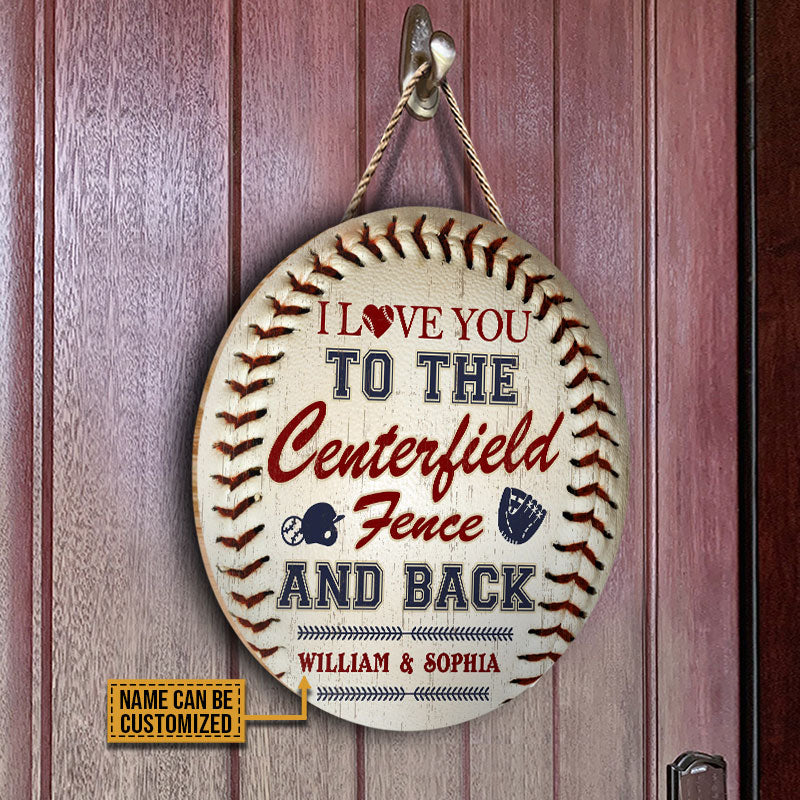 Personalized Baseball Couple I Love You Customized Wood Circle Sign