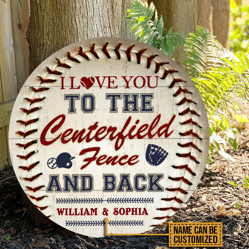 Personalized Baseball Couple I Love You Customized Wood Circle Sign