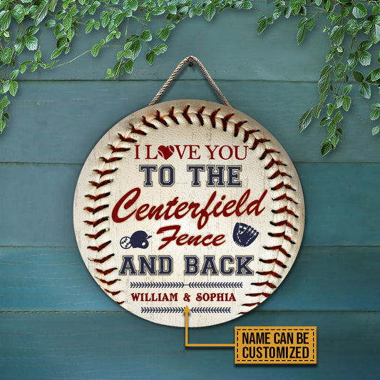 Personalized Baseball Couple I Love You Customized Wood Circle Sign