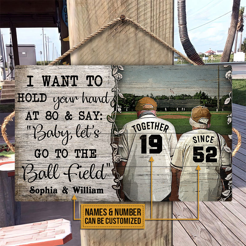 Personalized Baseball Hold Your Hand Customized Wood Rectangle Sign