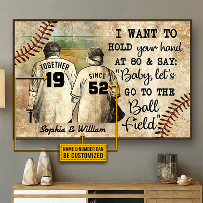 Personalized Baseball Old Couple Together Since Custom Poster