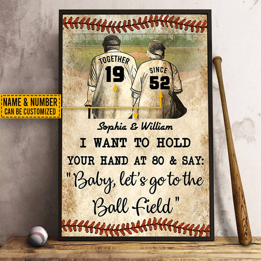 Personalized Baseball Old Couple Together Since Vertical Custom Poster