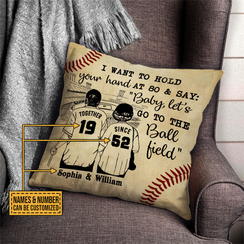 Personalized Baseball Sketch Yellow Hold Your Hand Customized Pillow