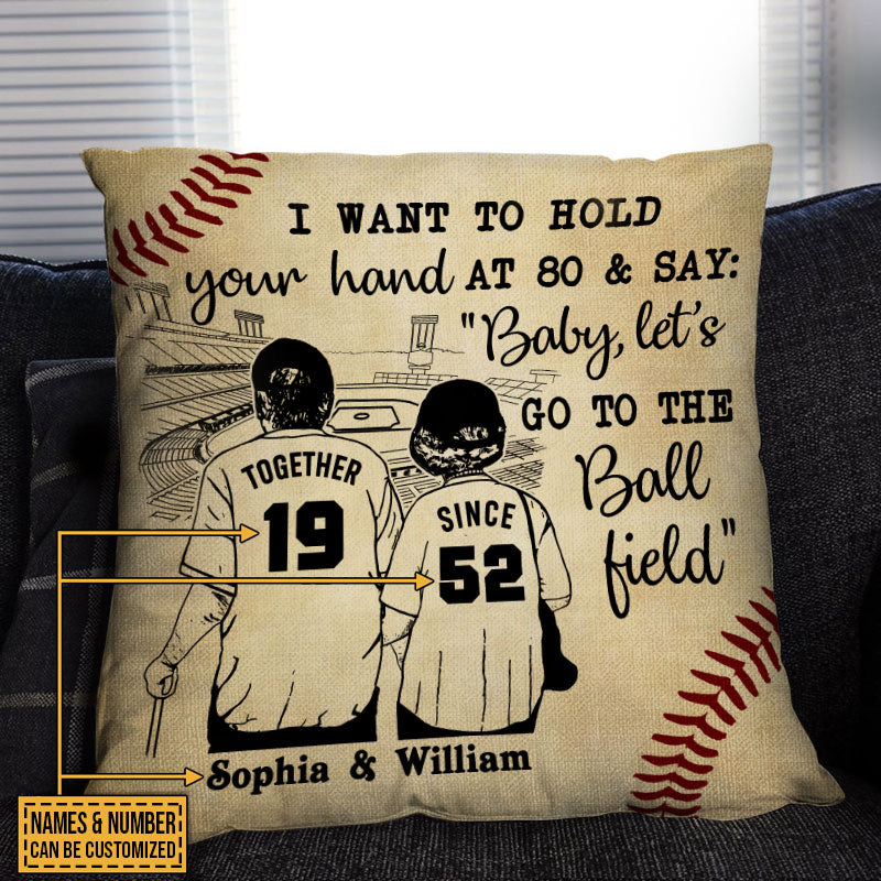 Personalized Baseball Sketch Yellow Hold Your Hand Customized Pillow