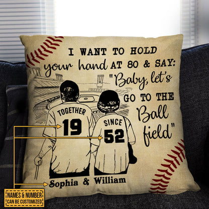 Personalized Baseball Sketch Yellow Hold Your Hand Customized Pillow
