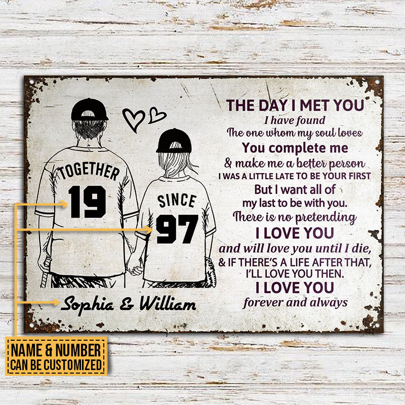 Personalized Baseball Together Since Young Customized Classic Metal Signs