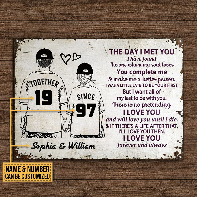Personalized Baseball Together Since Young Customized Classic Metal Signs