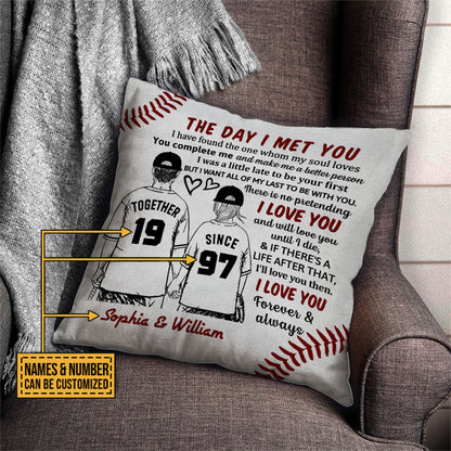 Personalized Baseball Together Since Young Customized Pillow