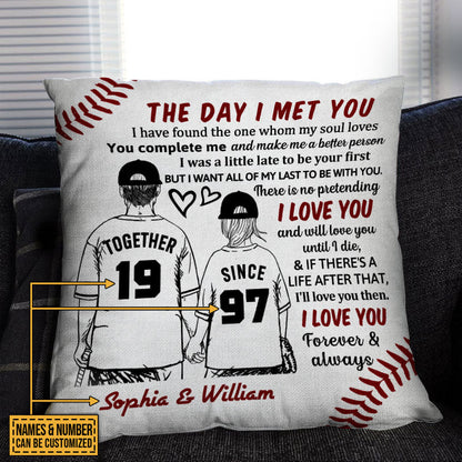 Personalized Baseball Together Since Young Customized Pillow