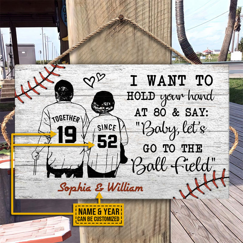 Personalized Baseball White Since Together Customized Wood Rectangle Sign