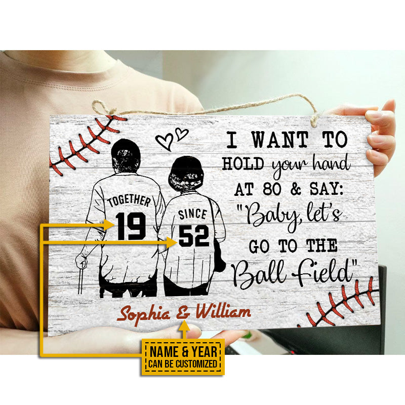 Personalized Baseball White Since Together Customized Wood Rectangle Sign
