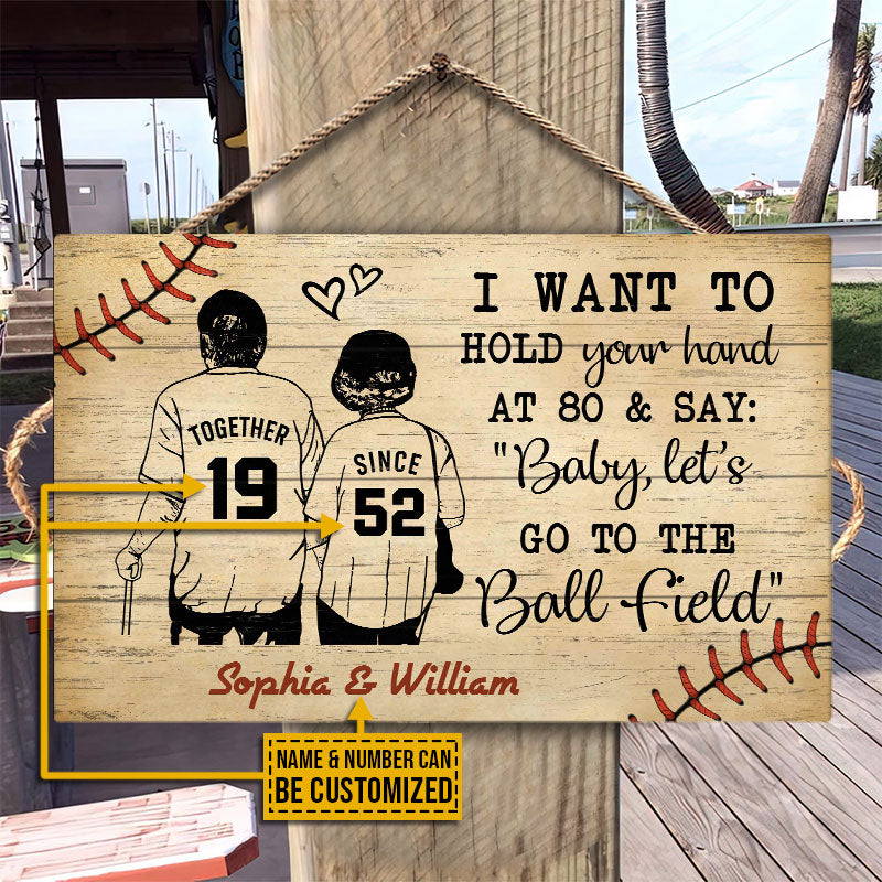 Personalized Baseball Yellow Since Together Customized Wood Rectangle Sign