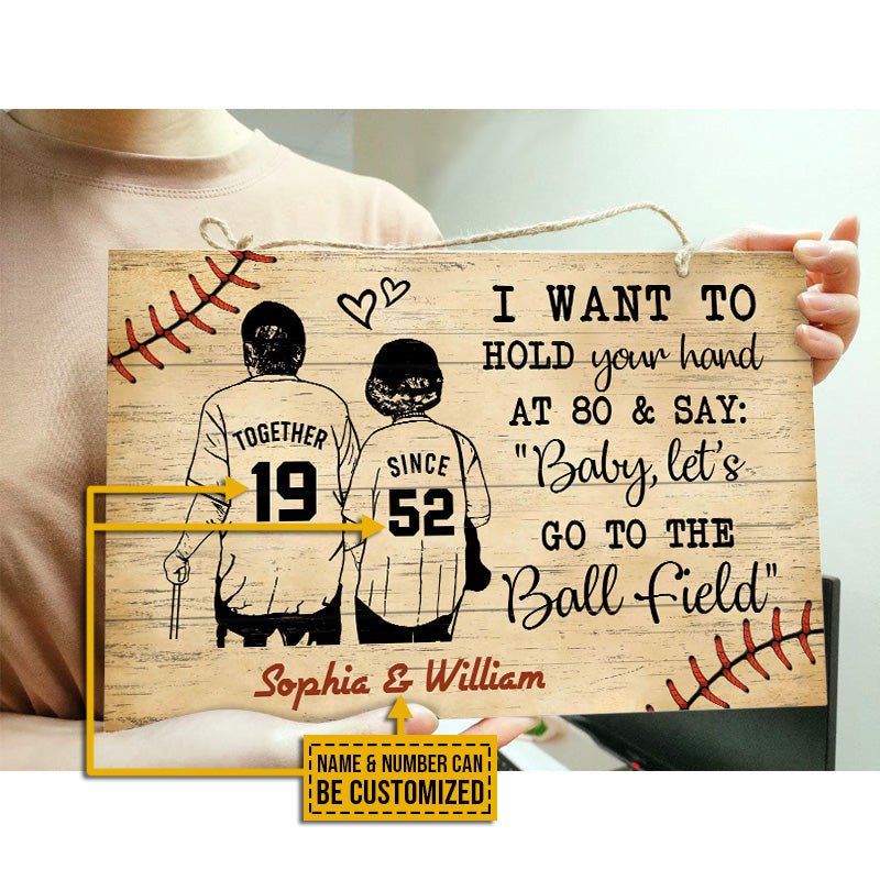 Personalized Baseball Yellow Since Together Customized Wood Rectangle Sign