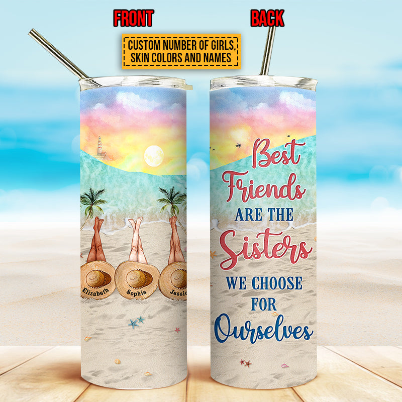 Personalized Beach Bestie Choose For Ourselves Custom Skinny Tumbler
