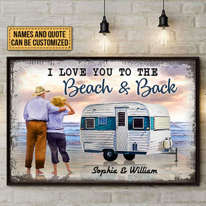 Personalized Beach Camping Couple Custom Poster