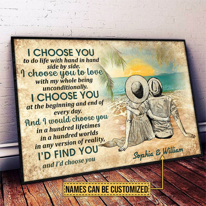 Personalized Beach Couple Dressed I Choose Custom Poster