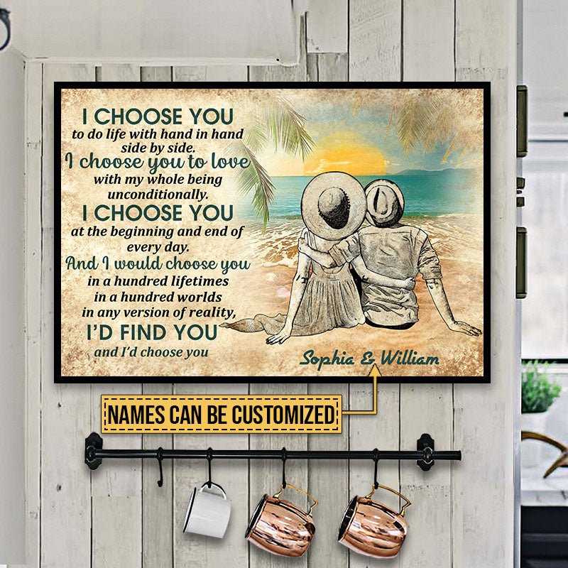 Personalized Beach Couple Dressed I Choose Custom Poster