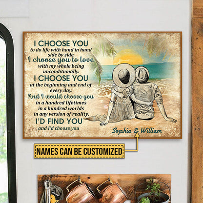 Personalized Beach Couple Dressed I Choose Custom Poster