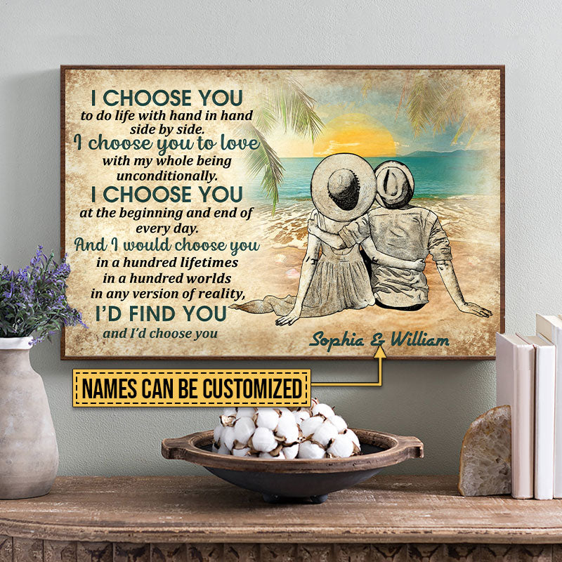 Personalized Beach Couple Dressed I Choose Custom Poster
