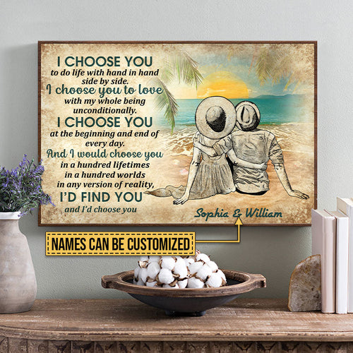 Personalized Beach Couple Dressed I Choose Custom Poster