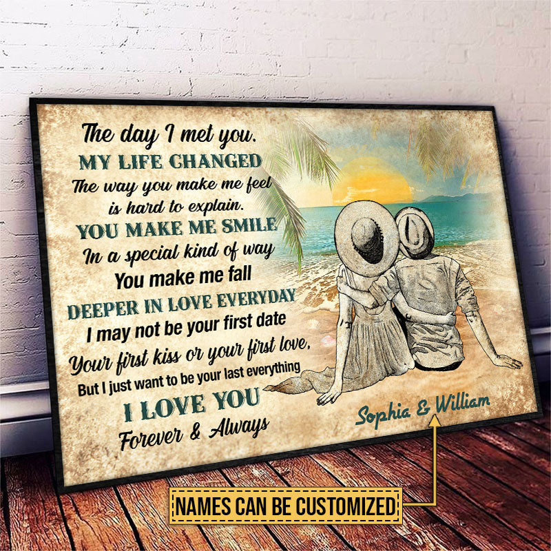 Personalized Beach Couple Dressed My Life Changed Custom Poster