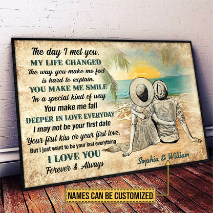 Personalized Beach Couple Dressed My Life Changed Custom Poster