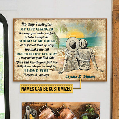 Personalized Beach Couple Dressed My Life Changed Custom Poster